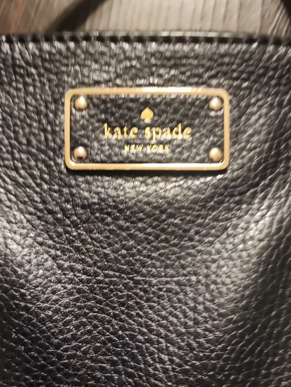 kate spade Black Pebble Leather Crossbody Satchel with Gold Accents